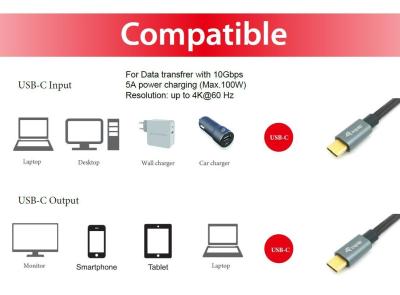 EQuip USB-C 3.2 Gen2 to USB-C 100W cable 0,5m Black