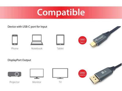 EQuip USB-C to DisplayPort 8K/60Hz cable 1m Black