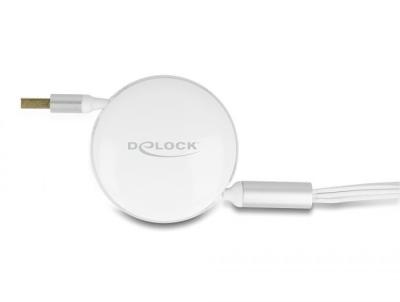 DeLock USB 3in1 Retractable Charging Cable Type-A to Micro USB / 2xUSB Type-C™ White