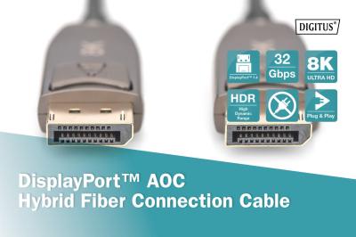 Digitus DisplayPort AOC Hybrid Fiber Optic Cable UHD 8K 20m Black
