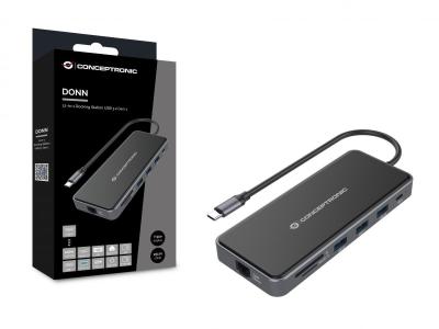 Conceptronic  DONN15G 12-in-1 USB 3.2 Gen 1 Docking Station Grey