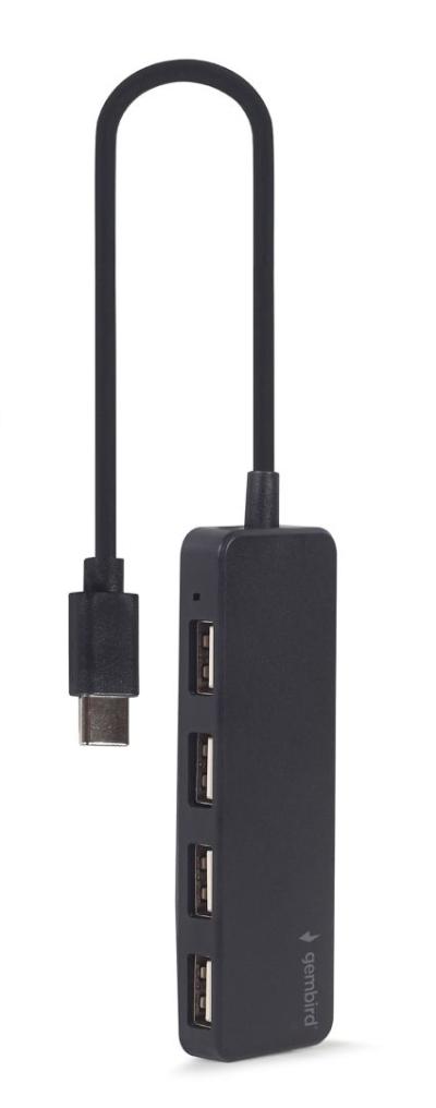 Gembird 4-portos USB2.0 Type-C HUB Black