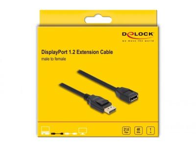 DeLock DisplayPort 1.2 male/famale 4K Extension cable 1m Black