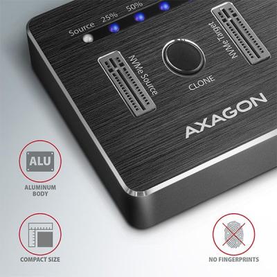 AXAGON ADSA-M2C SuperSpeed USB-C 10 Gbps Dual NVMe M.2 SSD Clone Master Dock