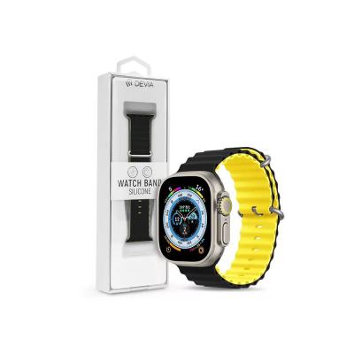 Devia Deluxe Series Sport6 Silicon Two-tone Watch Band 42-49mm Black/Yellow