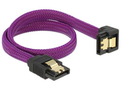 DeLock SATA cable 6 Gb/s 30cm down / straight metal Purple Premium