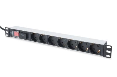 Digitus Aluminum outlet strip with switch 7 safety outlets 2m supply with surge protection