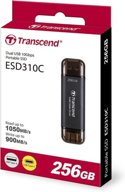Transcend 256GB USB3.0/USB Type-C ESD310C Black