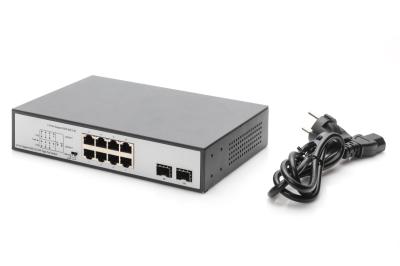 Digitus 8-Port Gigabit PoE Switch 19 Zoll Unmanaged 2 Uplinks Silver