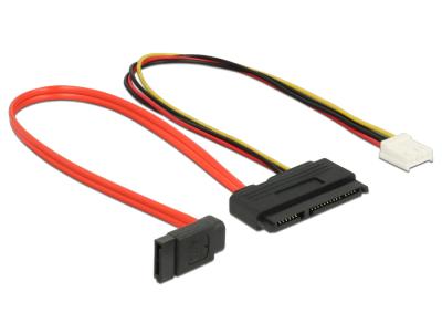 DeLock Cable SATA 6Gb/s 7pin receptacle+Floppy 4pin power receptacle(5V+12 V)>SATA22pin receptacle straight