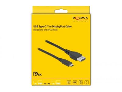 DeLock USB Type-C to DisplayPort cable 1m Black