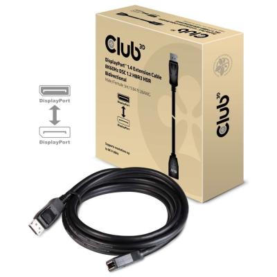 Club3D DisplayPort 1.4 HBR3 Extension Cable 8K60Hz 3m Black
