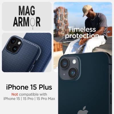 Spigen iPhone 15 Plus Case Mag Armor MagSafe (MagFit) Navy Blue