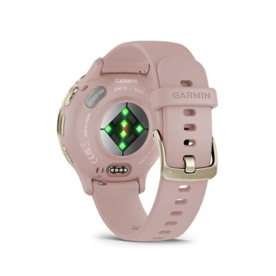 Garmin Venu 3S Soft Gold Stainless Steel Bezel with Dust Rose Case and Silicone Band
