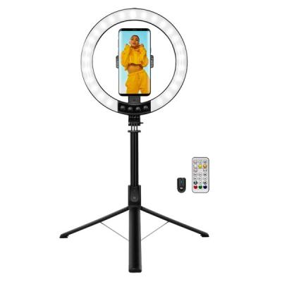 Logilink Smartphone ring light with selfie stick tripod remote shutter Black
