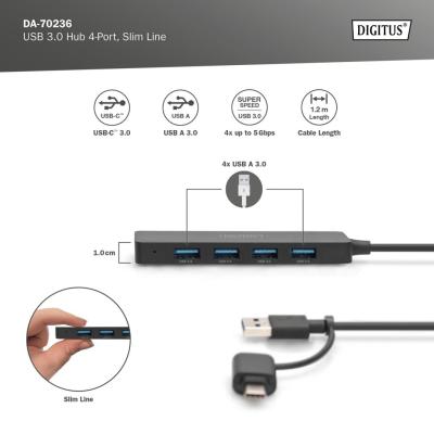 Digitus DA-70236 4-Port USB 3.0 Black