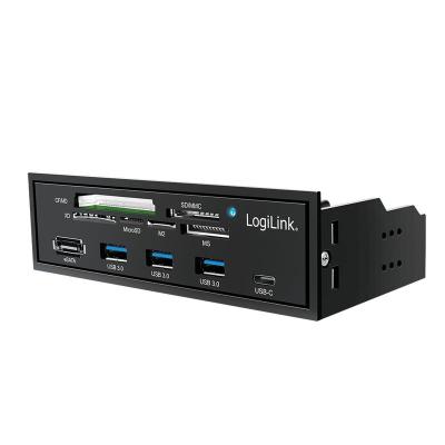 Logilink 5.25" multifunction front panel with 6-way card reader Black