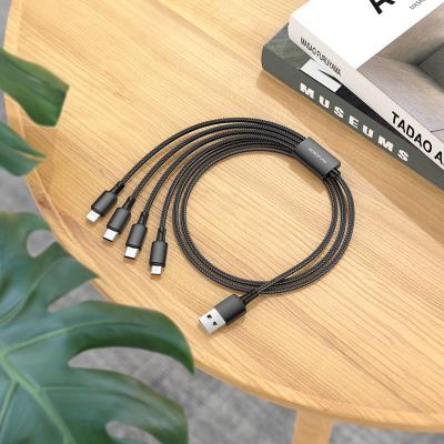 BOROFONE USB-A to 2xUSB-C, micro USB, Lightning male/male cable 1m Black