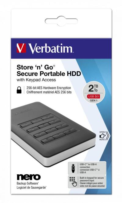 Verbatim 2TB 2,5" USB3.1 Store "n" Go Secure Portable HDD Black