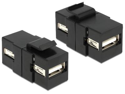DeLock Keystone module USB 2.0 A female > USB 2.0 A female Black