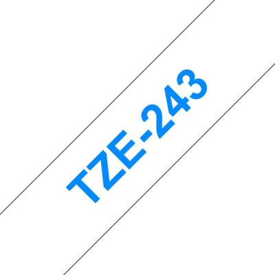 Brother TZe-243 laminált P-touch szalag (18mm) Blue on White - 8m