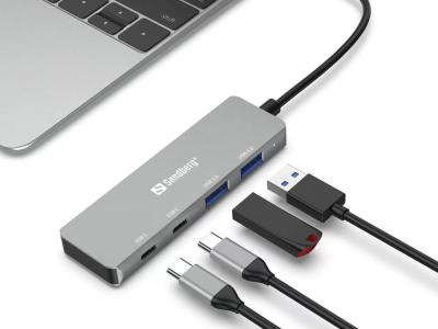 Sandberg USB-C to 2xUSB-A and 2xUSB-C Hub Silver