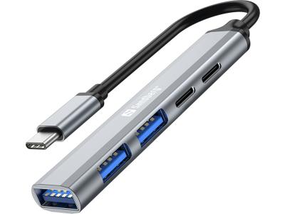 Sandberg USB-C to 3xUSB-A+2xUSB-C SAVER Silver