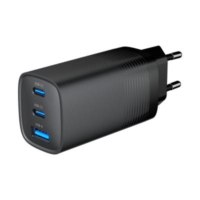 Gembird 3-port 65W GaN USB PowerDelivery fast charger Black