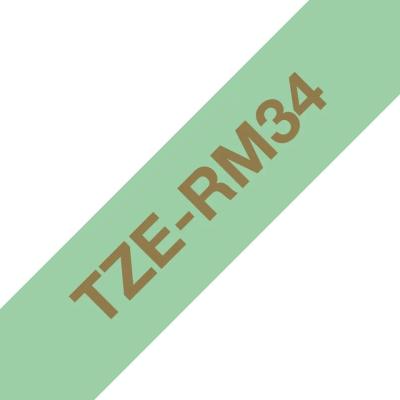 Brother TZe-RM34 selyem szövet P-touch szalag (12mm) Gold on Mint Green - 4m