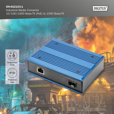 Digitus DN-652103-1 10/100/1000 Base-TX to 1000 Base-FX Industrial Media Converter