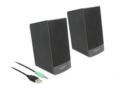 DeLock Stereo 2.0 PC Speaker with 3.5 mm stereo jack male and USB powered Black