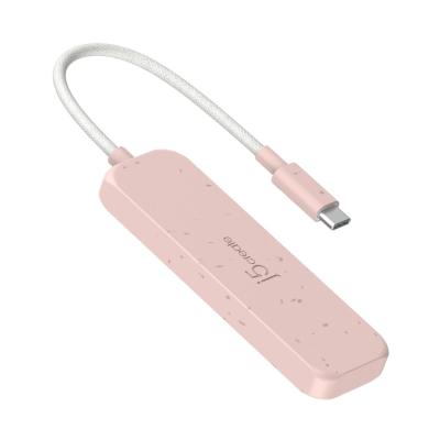 j5create Eco-Friendly USB-C to 4-Port Type-A Gen 2 Hub Misty Rose