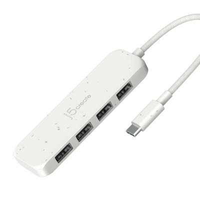 j5create Eco-Friendly USB-C to 4-Port Type-A Gen 2 Hub Pure White