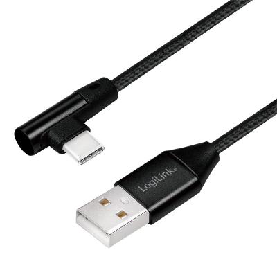 Logilink USB 2.0 Type-C cable C/M (90°) to USB-A/M 0,3m Black
