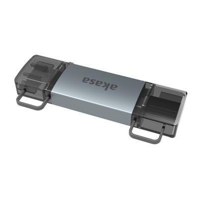 Akasa 2-In-1 USB 3.2 OTG Dual Card Reader Grey
