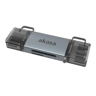 Akasa 2-In-1 USB 3.2 OTG Dual Card Reader Grey
