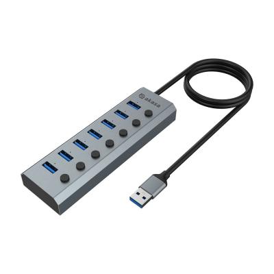 Akasa Connect 7 IPS 7-Port USB Hub with Individual Switches Silver