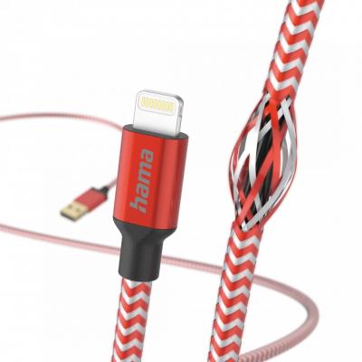 Hama FIC Lightning reflective adatkábel 1,5m Red