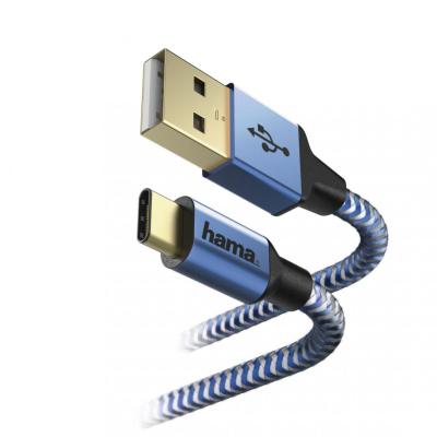 Hama FIC E3 USB Type-C reflective töltő és adatkábel 1,5m Blue