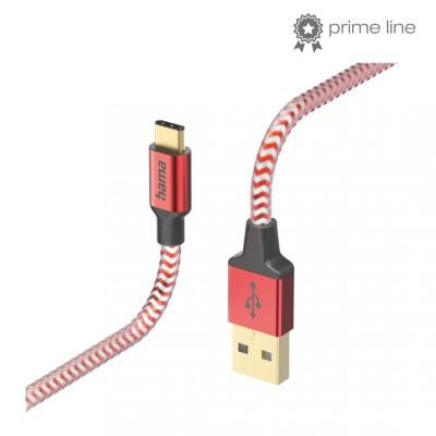 Hama FIC E3 USB Type-C reflective töltő és adatkábel 1,5m Red