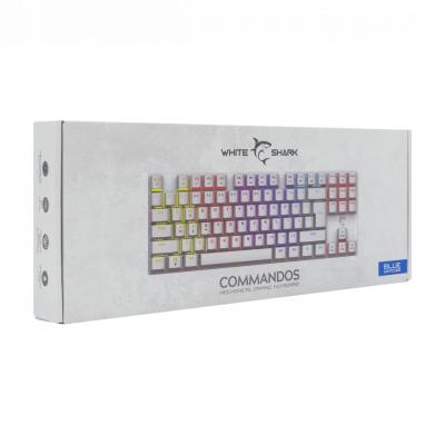 White Shark GK-2107 Commandos Elite Blue Switch Mechanical Gaming Keyboard White US