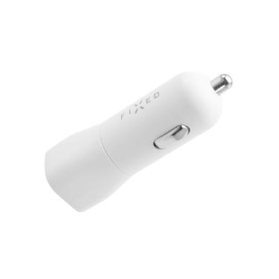 FIXED set of car charger with USB-C output and USB-C/Lightning cable, PD support, 1 meter, MFI, 18W, Fehér