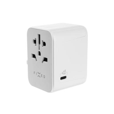 FIXED travel adapter for EU, UK and USA/AUS, with 1xUSB-C and 2xUSB output, GaN, PD 30W, white