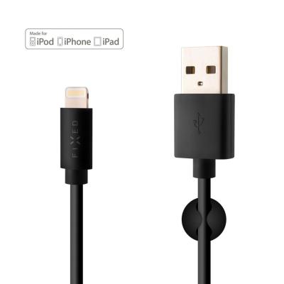 FIXED Long data and charging cable with USB/Lightning connectors, 2 meters, MFI certified, 20W, Fekete