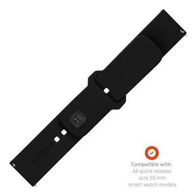FIXED Silicone Sporty Strap Set with Quick Release 20mm for smartwatch Black
