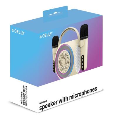 CELLY Partymic2 Wireless Speaker with 2 microphones White