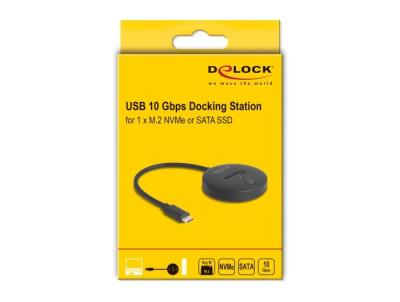 DeLock M.2 Docking Station for M.2 NVMe / SATA SSD with USB 10 Gbps USB Type-C male Black