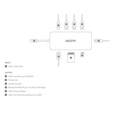 Dicota USB-C 8-in-1 Multi Hub 4K PD 100W Silver