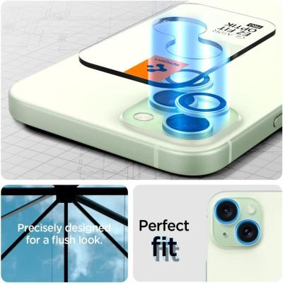 Spigen Glass tR EZ Fit Optik Pro 2 Pack iPhone 15/15 Plus/14/14 Plus Green