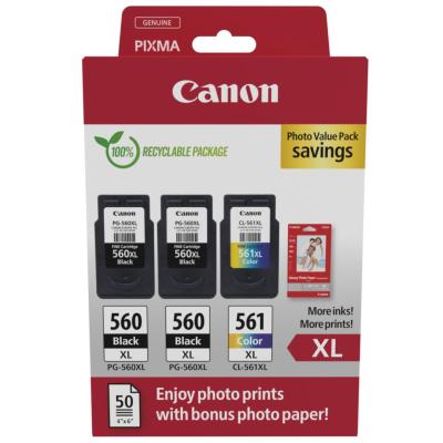 Canon 2xPG-560 XL + CL-561 XL Multipack tintapatron + Photo Paper Value Pack